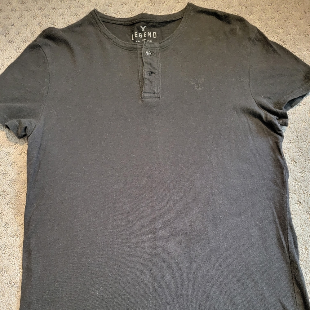 Men's Black American Eagle Henley - Size Small